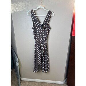 NWT-Robert Louis Women's Brown Dress Size XL sleeveless polka dot midi‎ dress